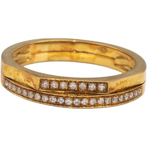 18k Yellow Gold VS Round Diamond Double Band Ring 0.15CT Size 7