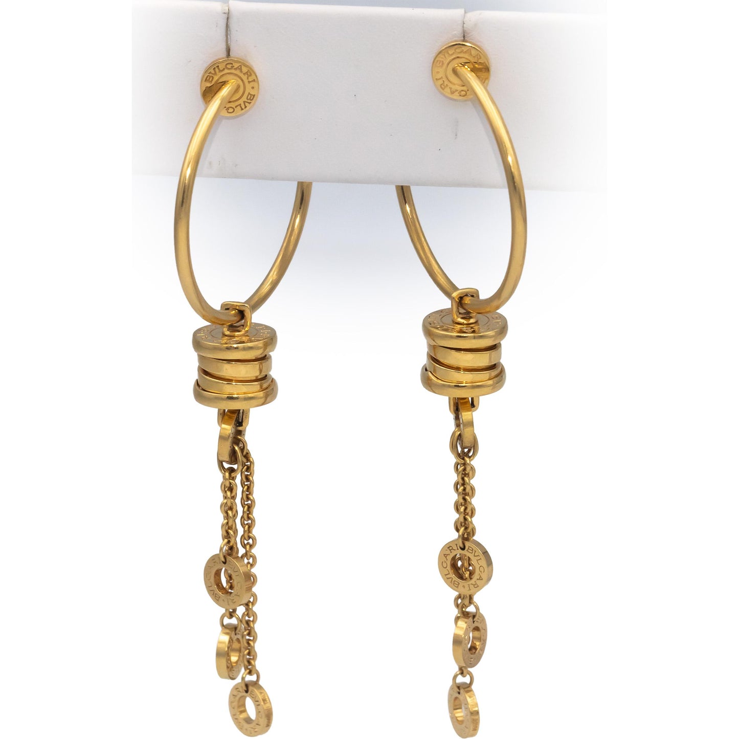 BVLGARI 18k Yellow Gold B.zero1 Dangling Drop Hoop Earrings
