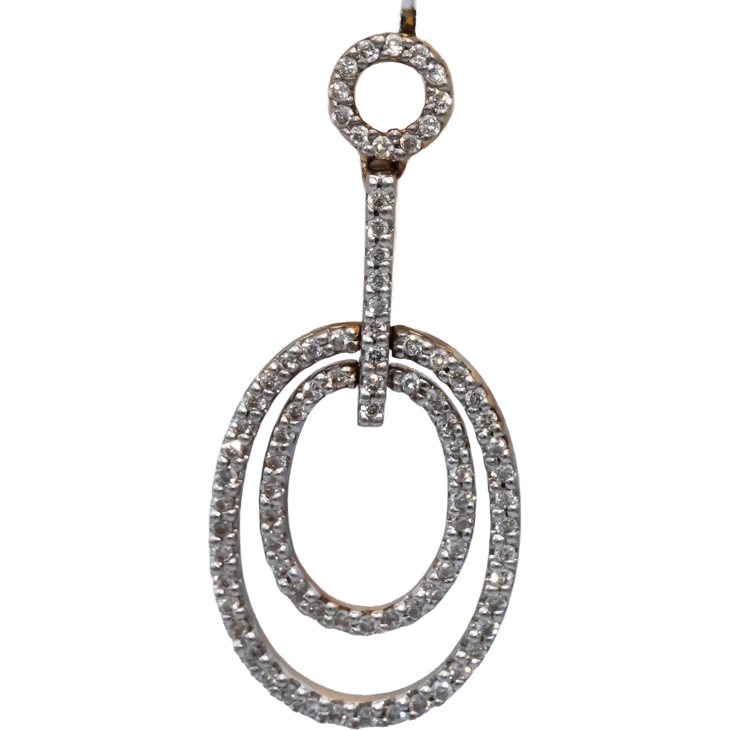 14k Yellow Gold Round Diamond Oval Dangle Drop Earrings 0.25CT