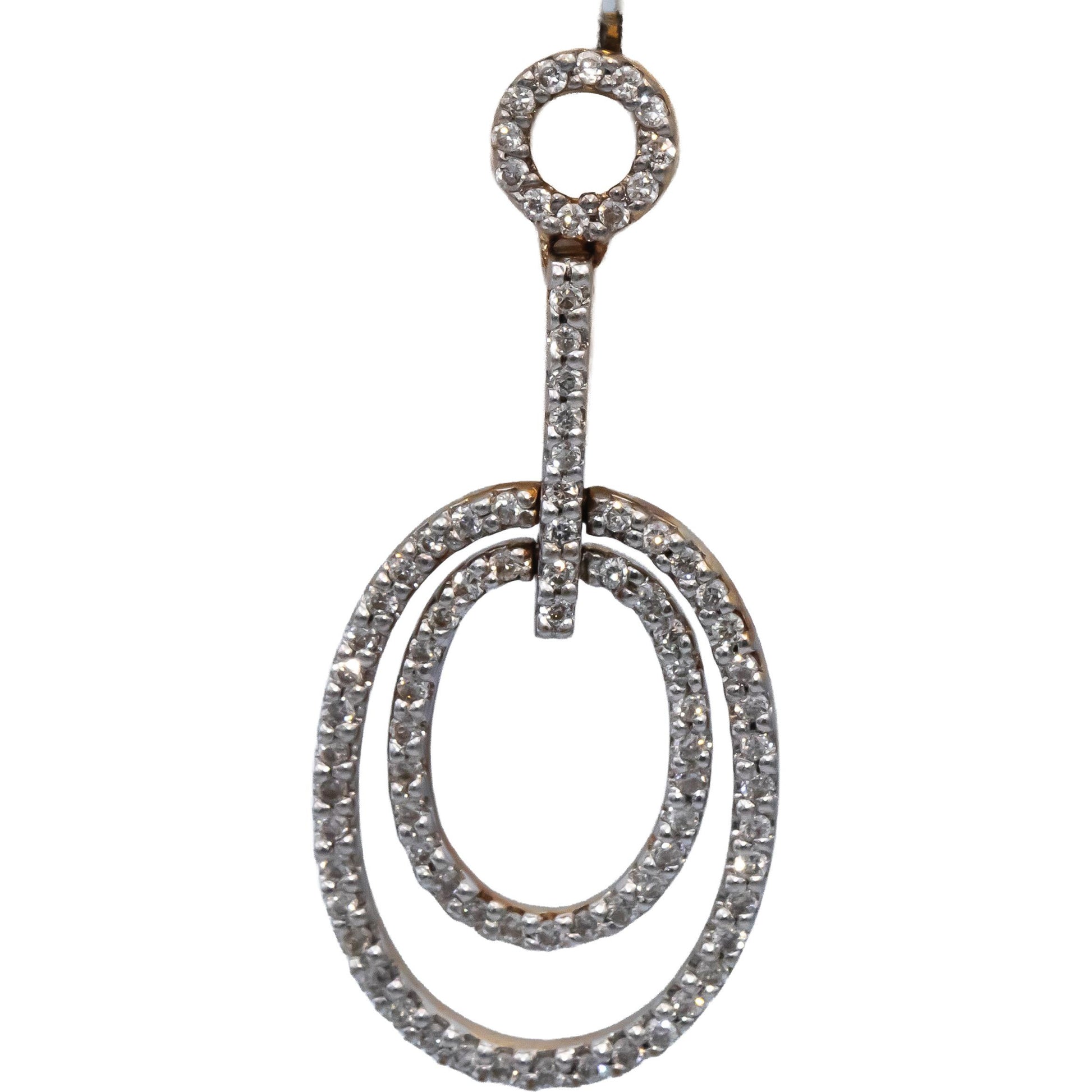 14k Yellow Gold Round Diamond Oval Dangle Drop Earrings 0.25CT