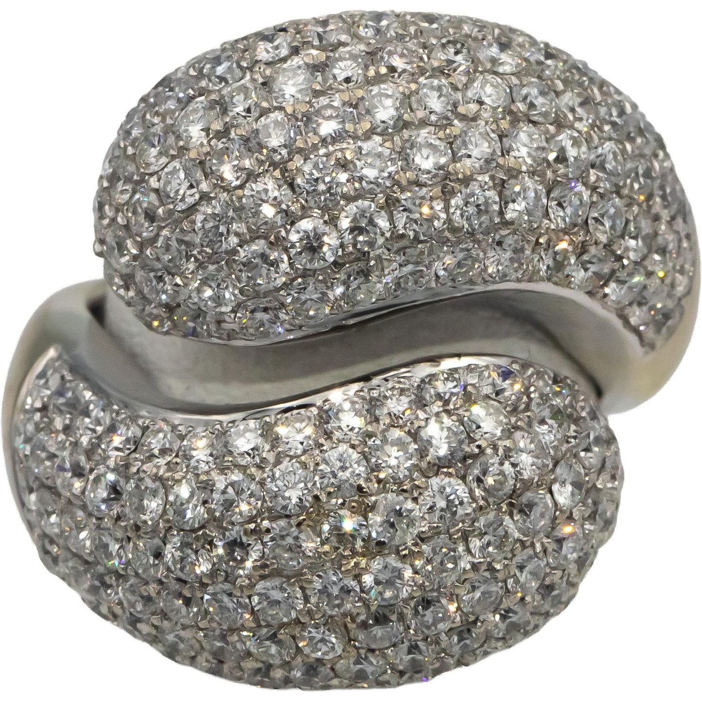 18k White Gold VS Round Diamond Cluster By Pass Ring 3.93CTW Size 7