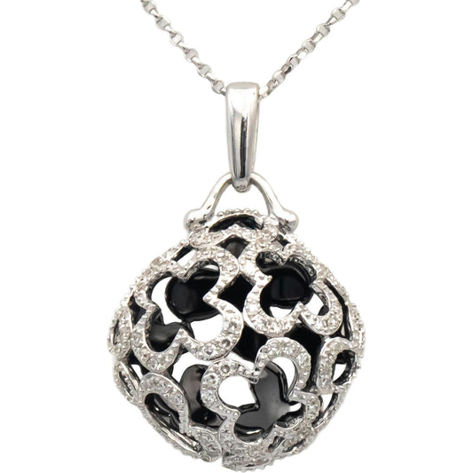 14k White Gold Round Diamond Openwork Pendant Necklace 0.25CT