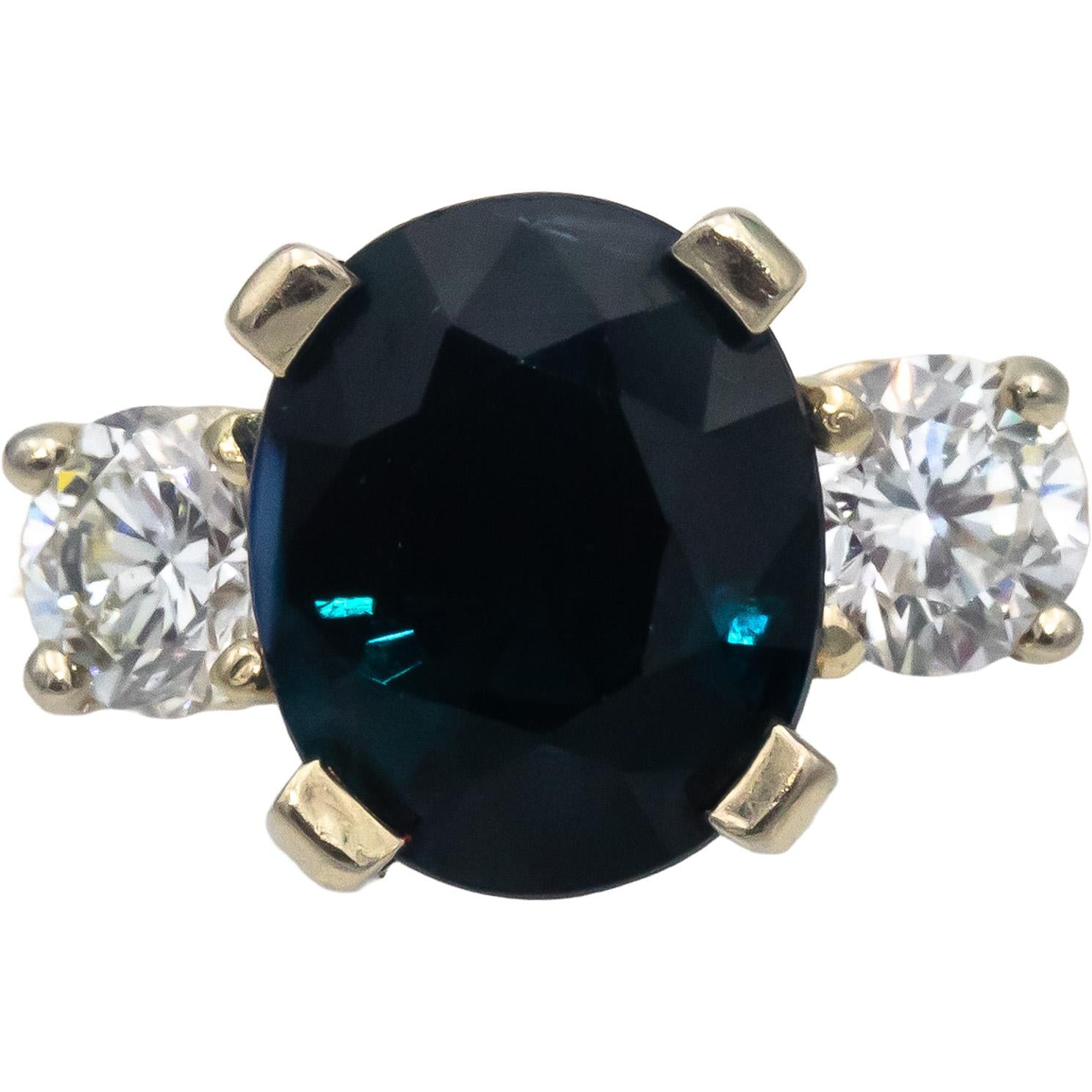 CGL Certified 18k Yellow Gold Oval Sapphire & Round Diamond Ring 5.97CT Size 8