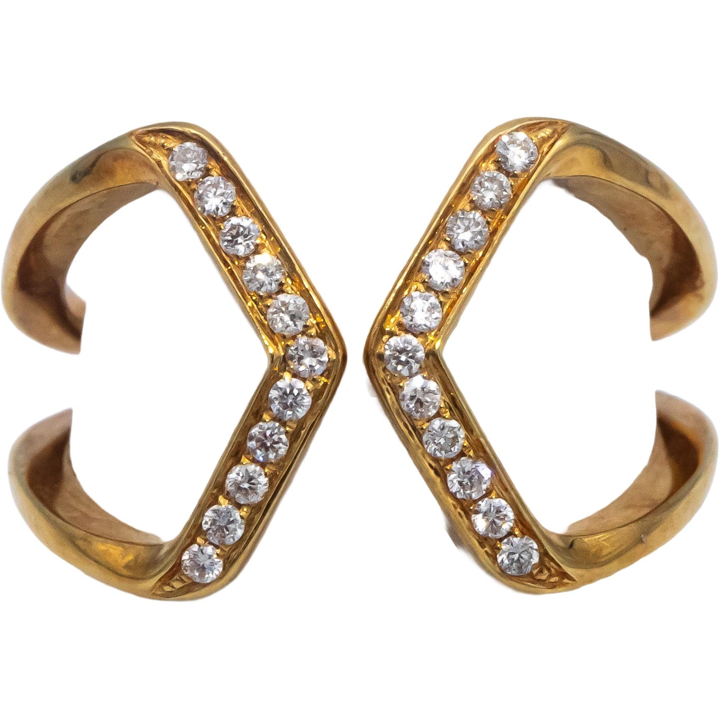 Designer 18k Yellow Gold VS Round Diamond Cuff Ring 0.15CT Size 7.25