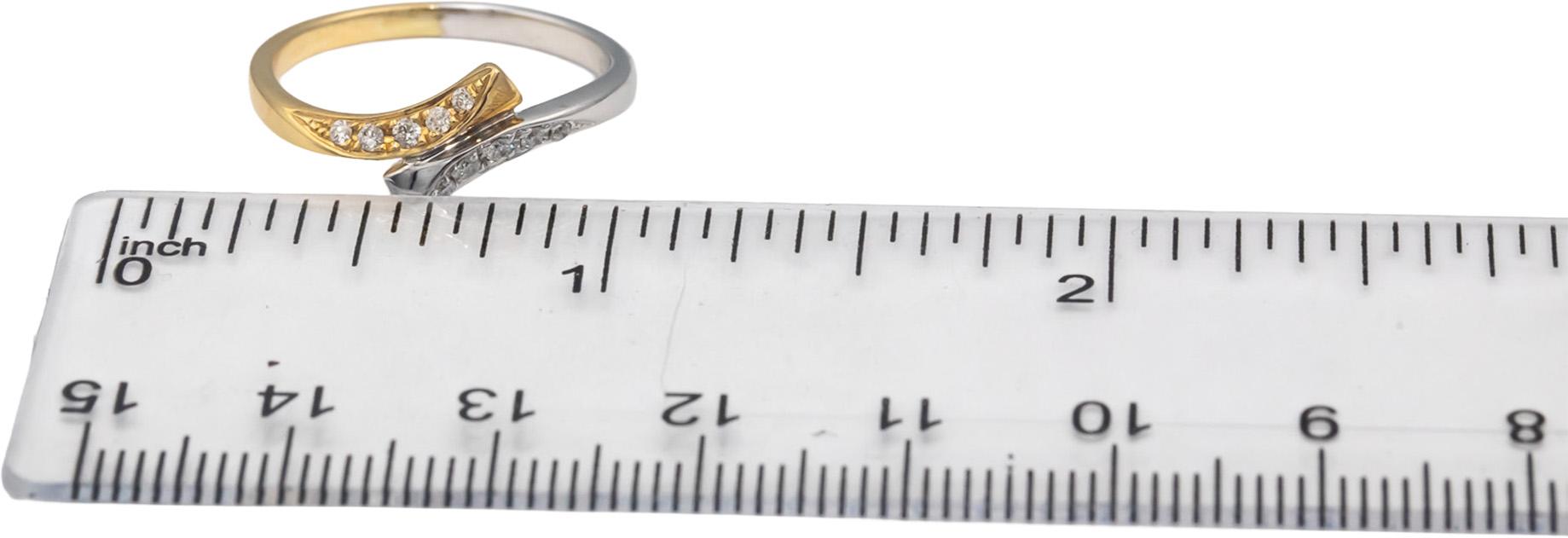 14k White & Yellow Gold Round Diamond Bypass Ring 0.15CT Size 7.25