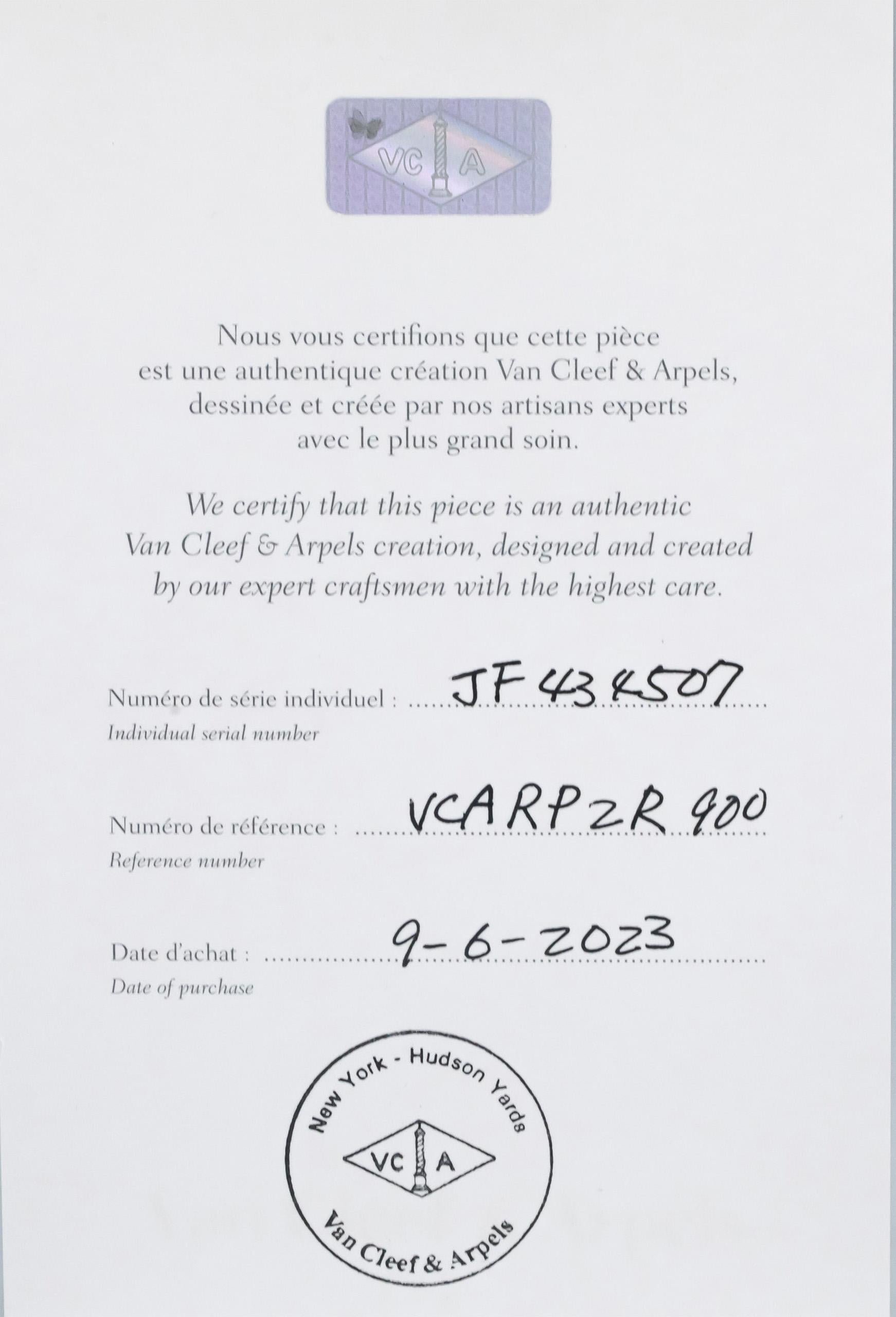 VAN CLEEF & ARPELS 18k White Gold Diamond Onyx Clover Alhambra Bracelet w Papers