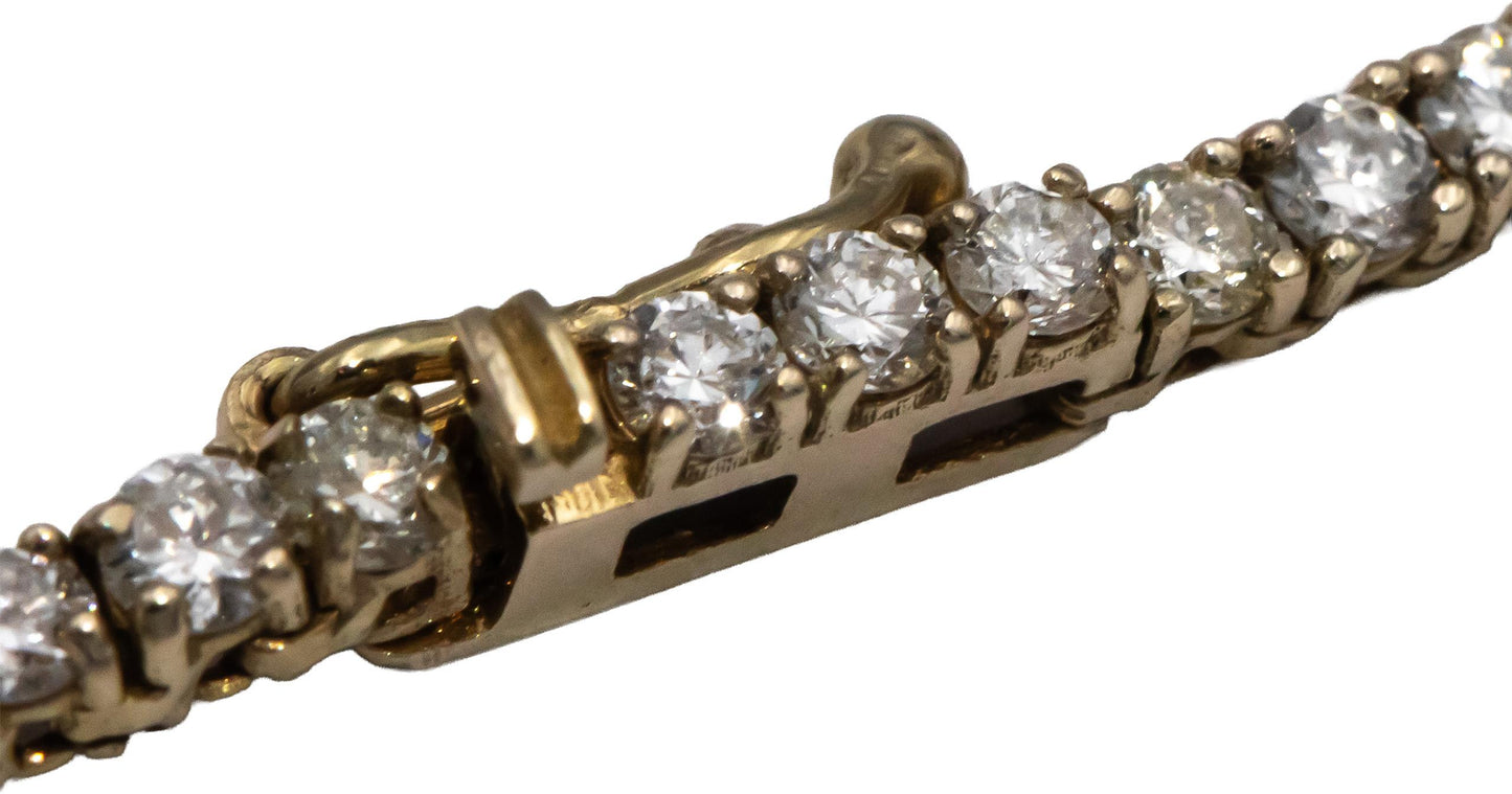 10k Yellow Gold Round Diamond Tennis Necklace 10.45CT