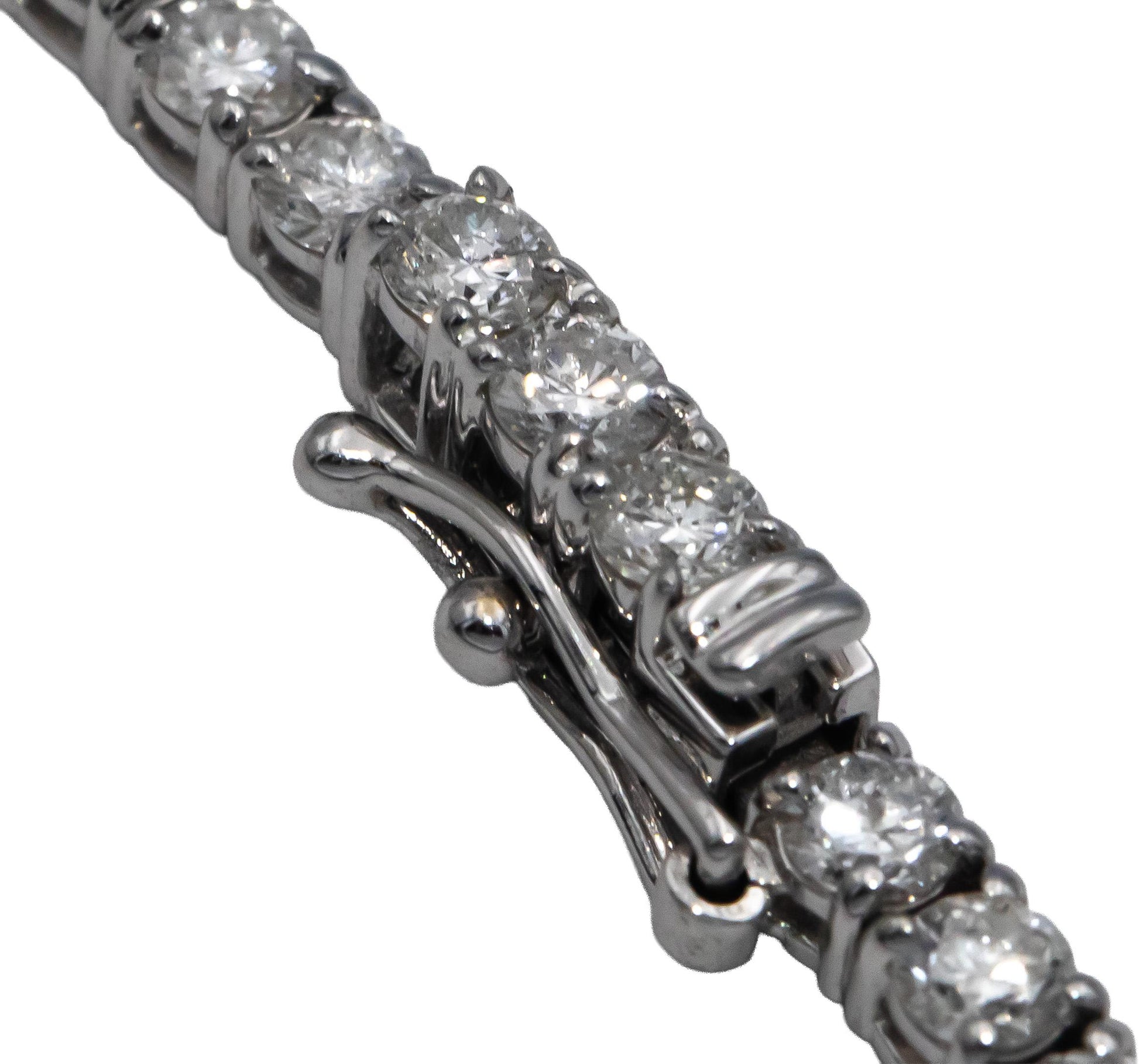 18k White Gold Round Diamond Tennis Necklace 10.70CT