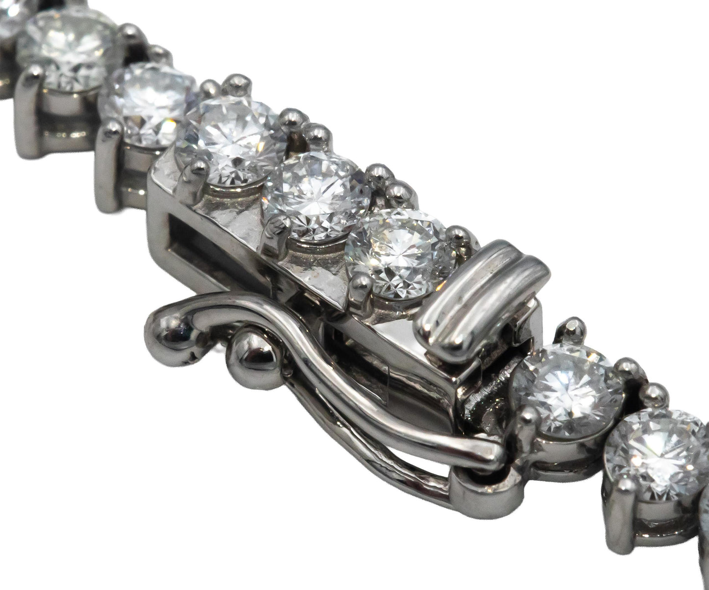 14k White Gold Round Three Prong Set Diamond Tennis Necklace 11.82CT
