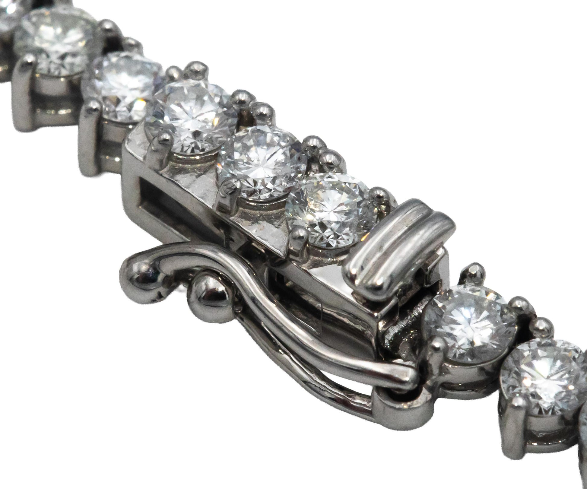 14k White Gold Round Three Prong Set Diamond Tennis Necklace 11.82CT