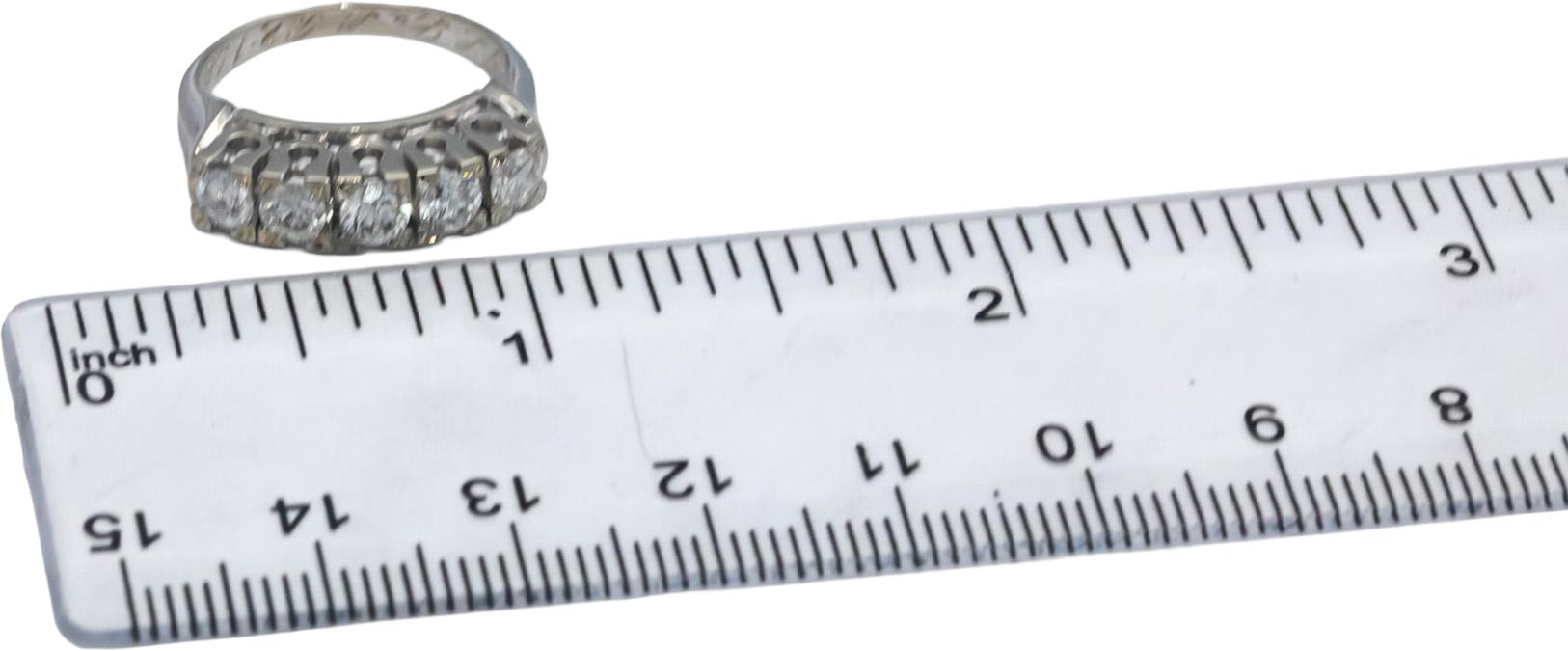 Vintage Antique 18k White Gold Round Diamond Five-Stone Band Ring 0.75CT Size 5