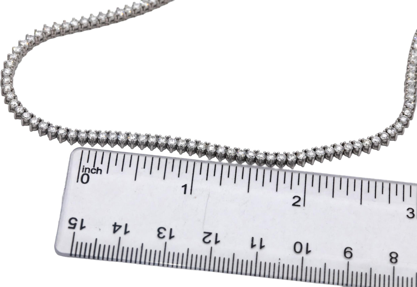 14k White Gold VS Round Three Prong Set Diamond Tennis Necklace 7.78CT