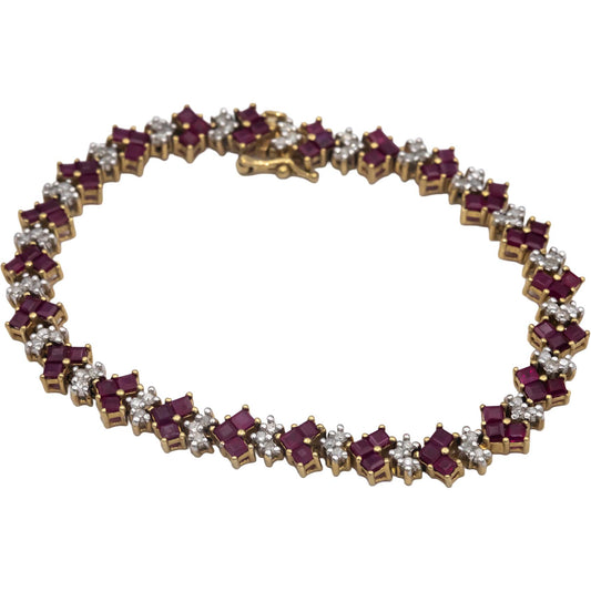 10k Yellow Gold Ruby and Diamond Fancy Link Bracelet 5.0CTW
