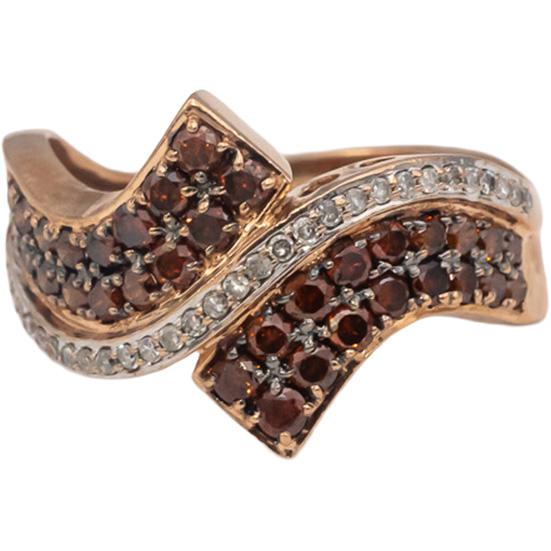 10k Rose Gold Round Diamond Cluster Bypass Ring 0.33CT Size 6