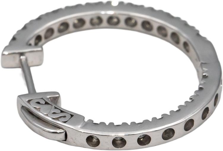 10k White Gold Round Diamond Inside Out Hoop Earrings 1.50CT