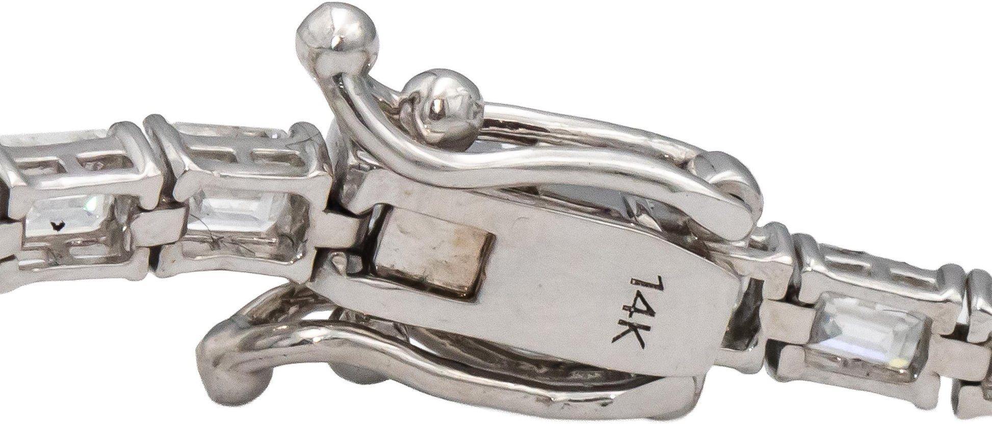 14k White Gold VS Emerald Cut Tennis Bracelet 5.64CT