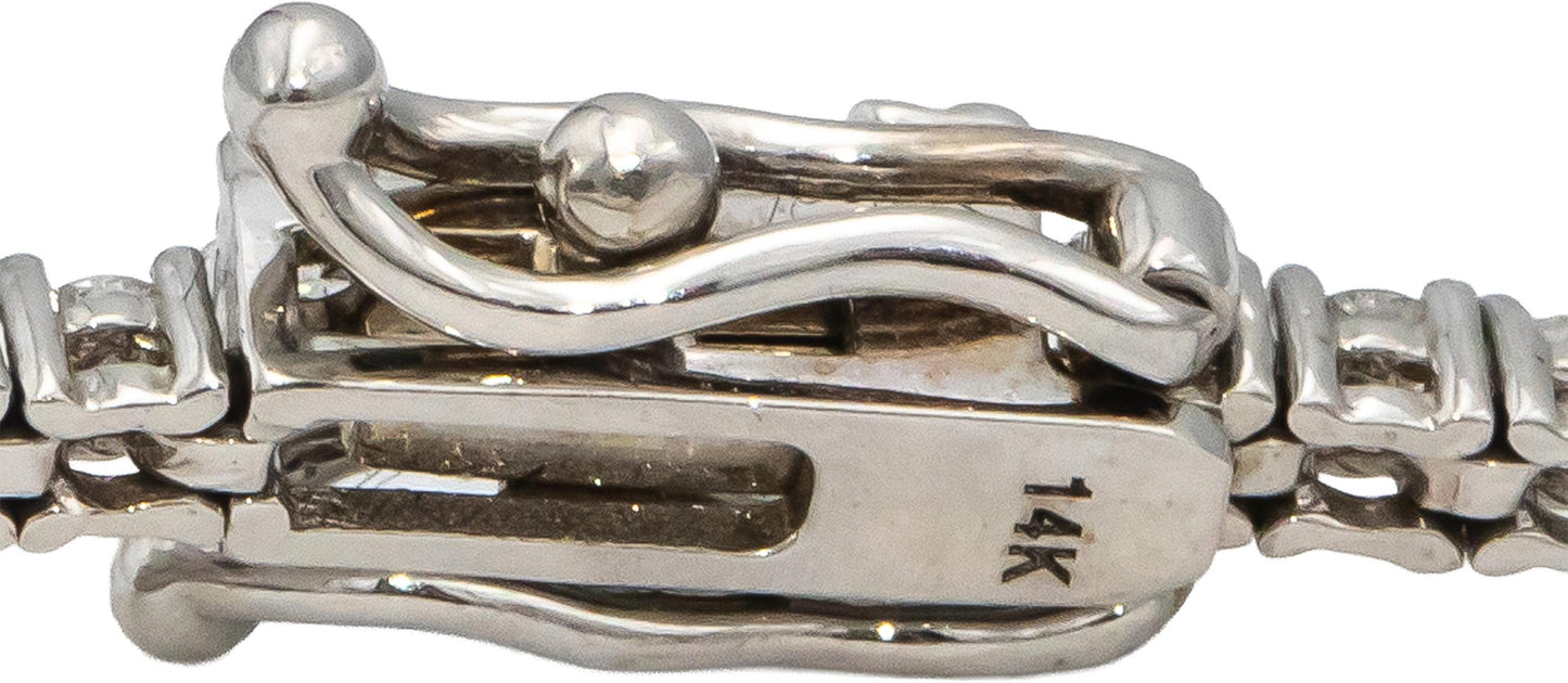 14k White Gold Round Diamond Tennis Bracelet 1.90CT