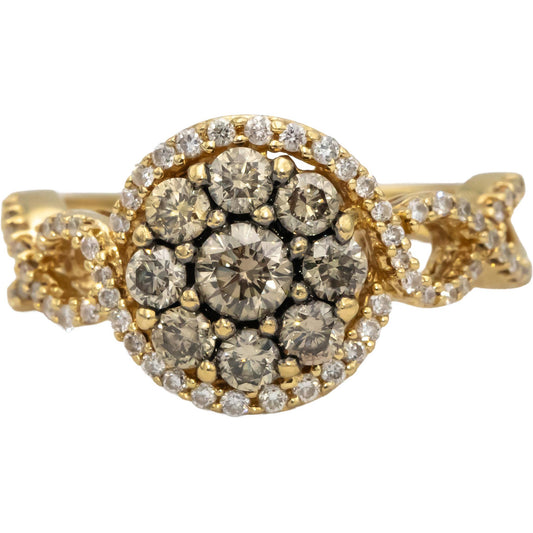 LE VIAN 14k Rose Gold White and Chocolate Diamond Cluster Ring 1.0CT Size 7