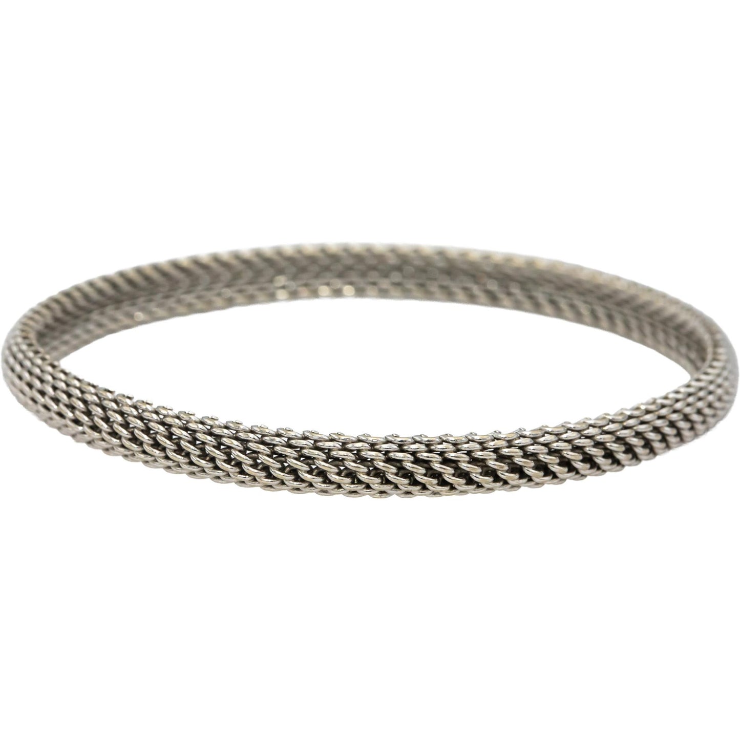 TIFFANY & CO. 18k White Gold Somerset Mesh Bangle Bracelet