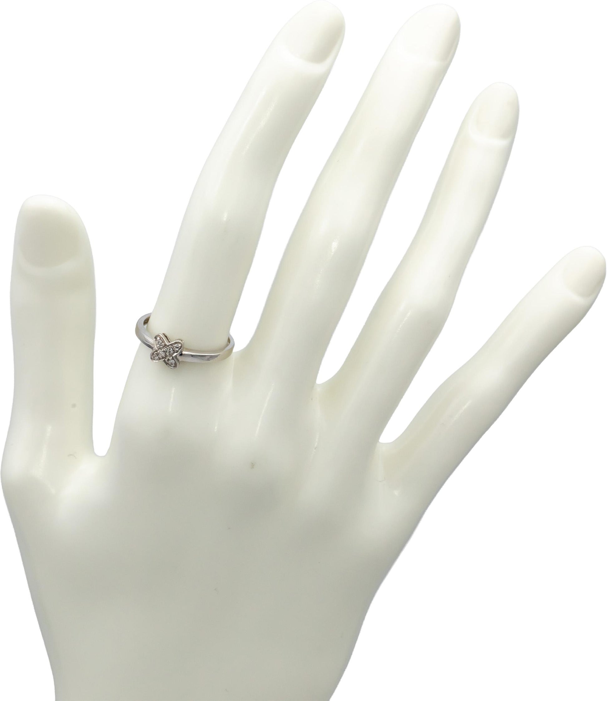14k White Gold Round Diamond "X" Band Ring 0.03CT Size 6.25