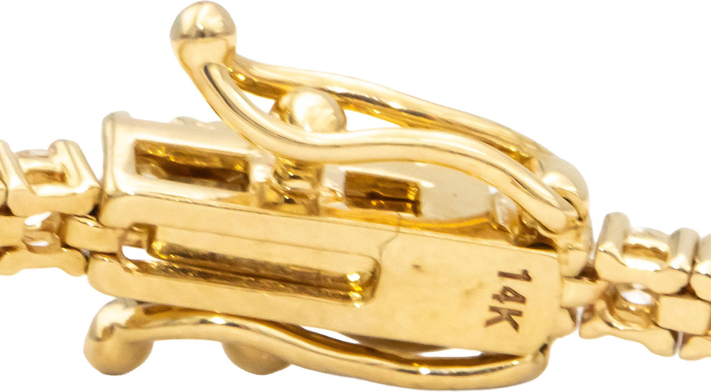 14k Yellow Gold VS Round Diamond Tennis Bracelet 3.12CT