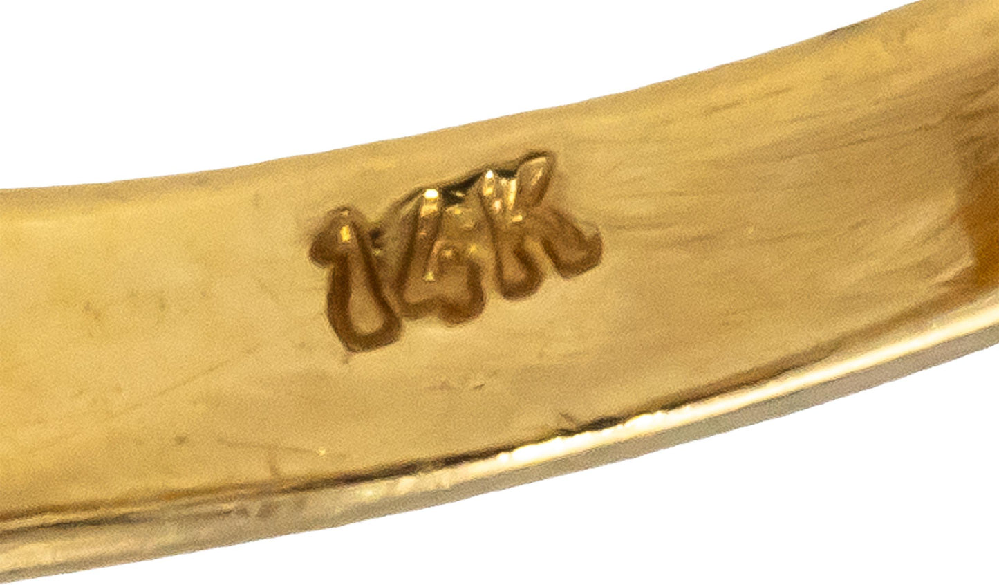 14k Yellow Gold Pear Ruby and Round Diamond Cocktail Ring 0.25CT Size 6.75