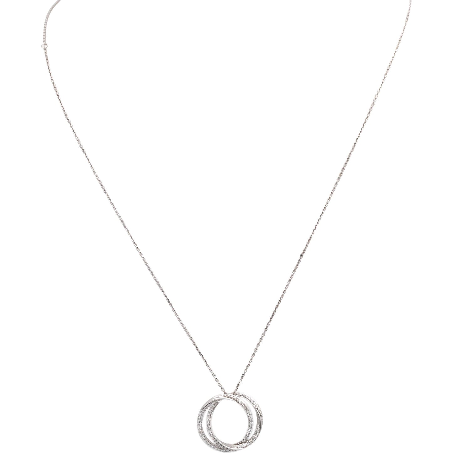VERA WANG 10k White Gold Round Diamond Intertwined Circle Pendant Necklace .25CT