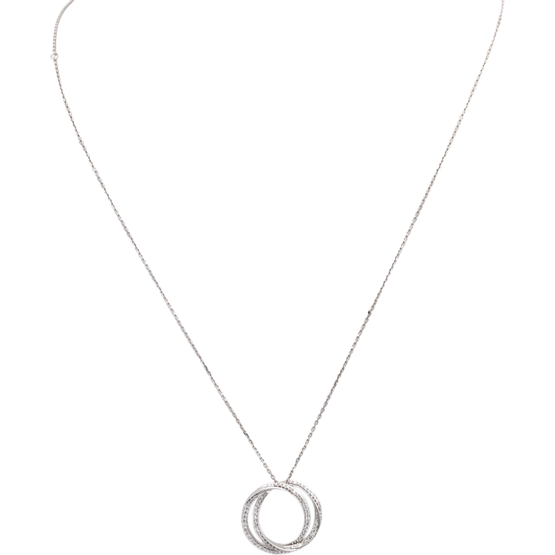 VERA WANG 10k White Gold Round Diamond Intertwined Circle Pendant Necklace .25CT