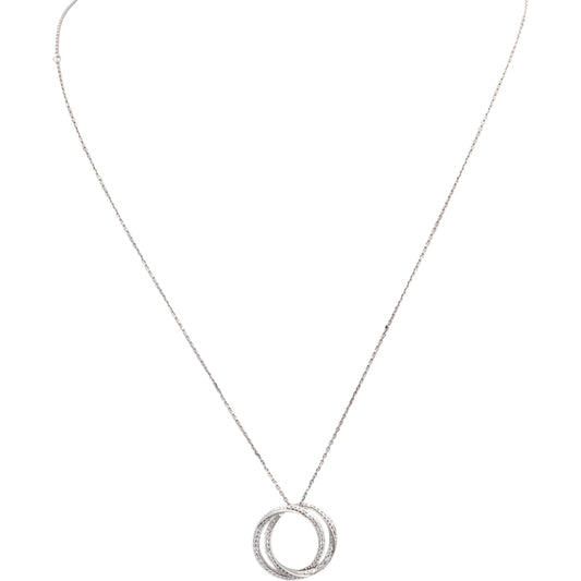 VERA WANG 10k White Gold Round Diamond Intertwined Circle Pendant Necklace .25CT