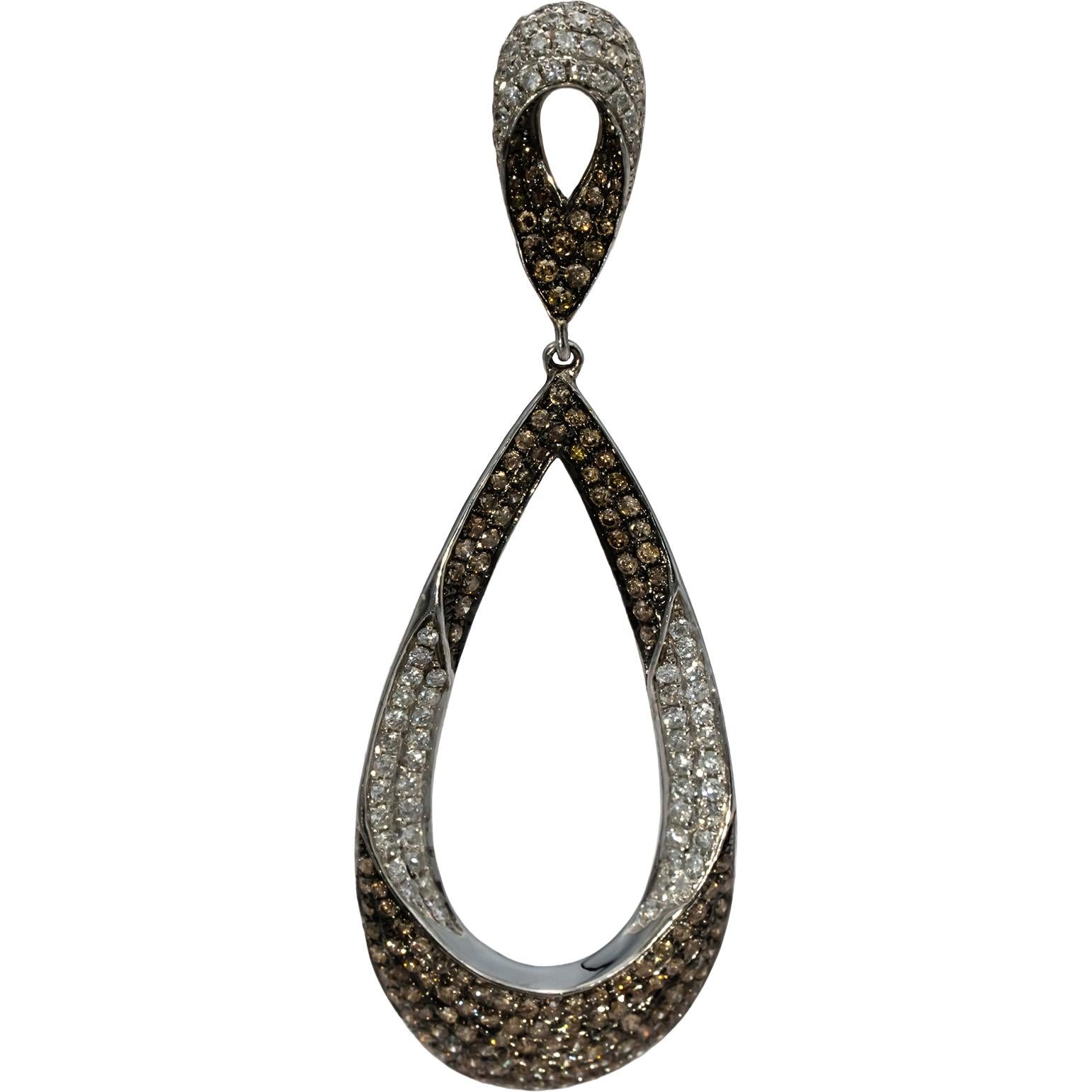 18k White Gold Round Diamond Drop Dangle Earrings 4.40CT