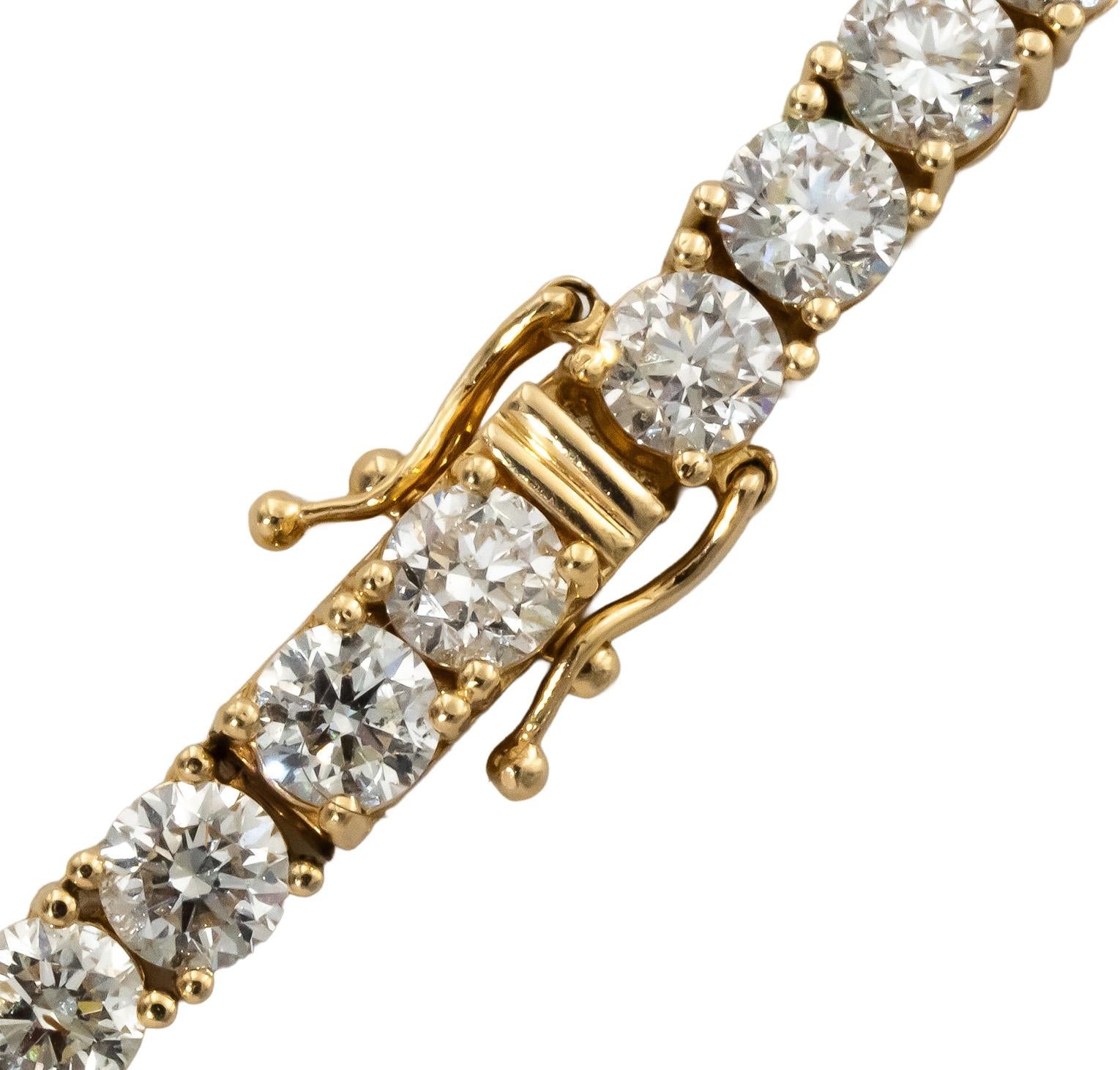 14k Yellow Gold Round Diamond Tennis Necklace 36.55CT
