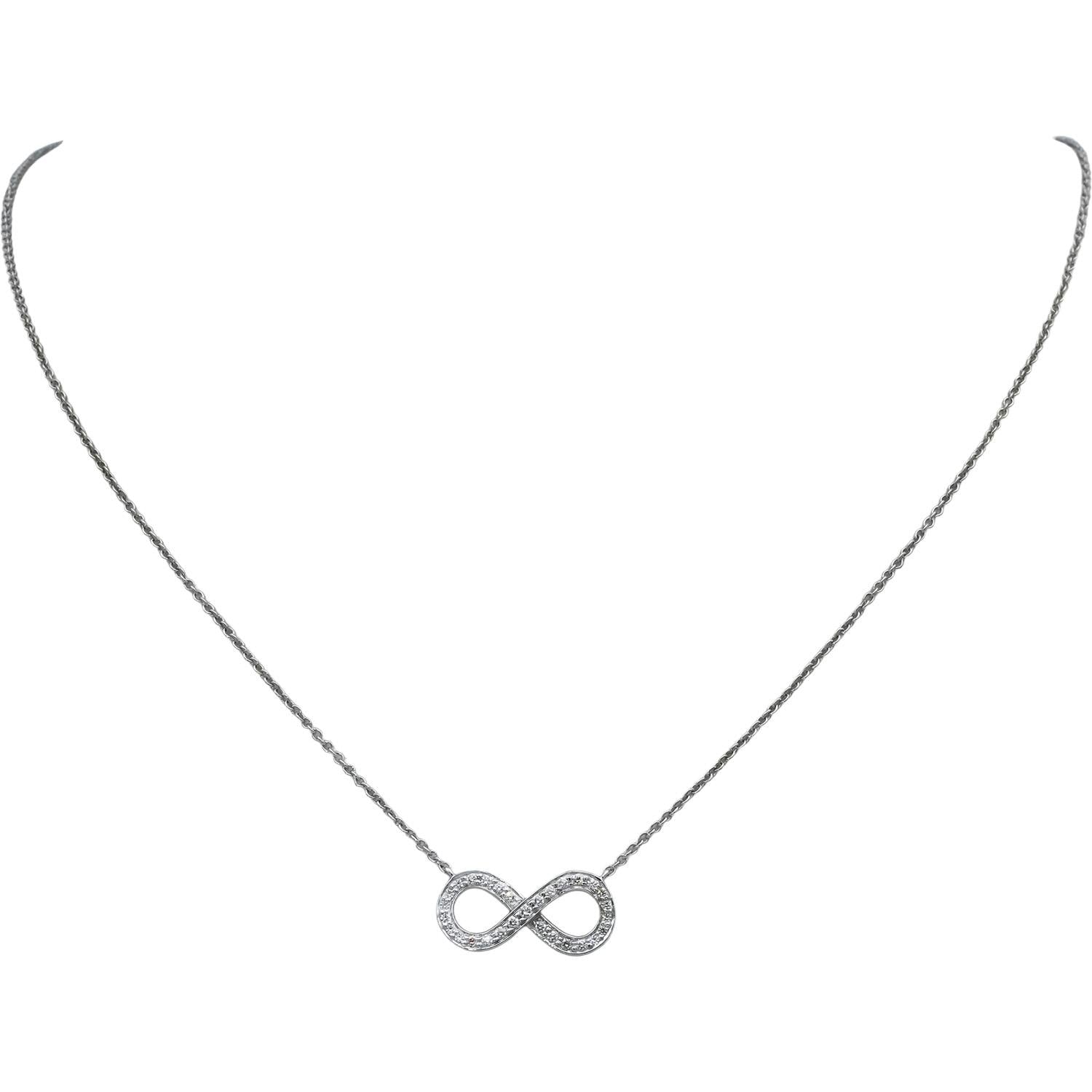 TIFFANY & CO. Platinum Round VS Diamond Infinity Pendant Necklace 0.15CT