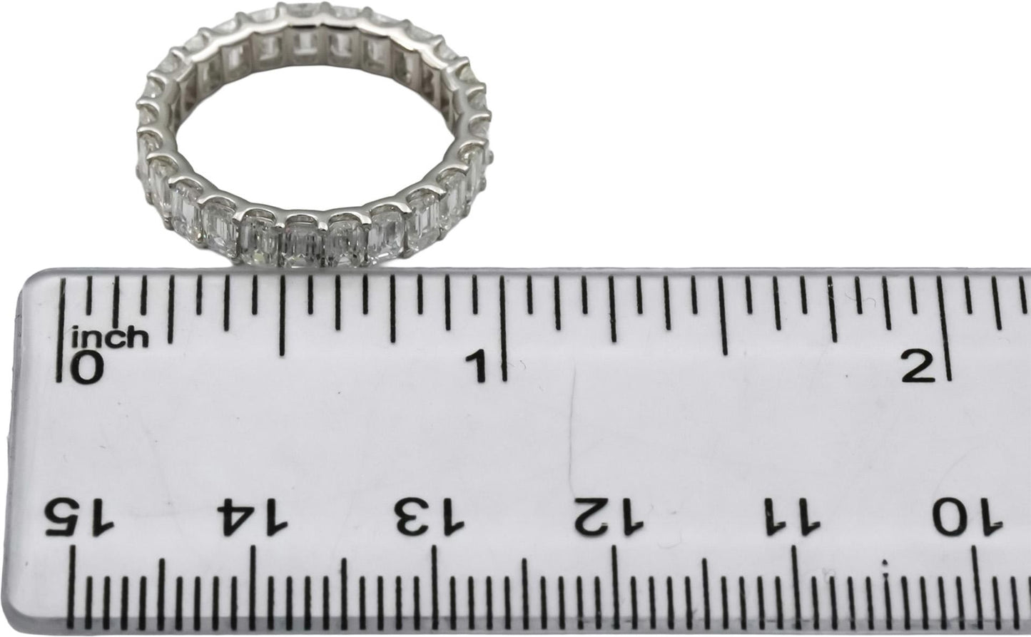 14k White Gold VS Emerald Cut Diamond Eternity Band Ring 3.03CT Size 6