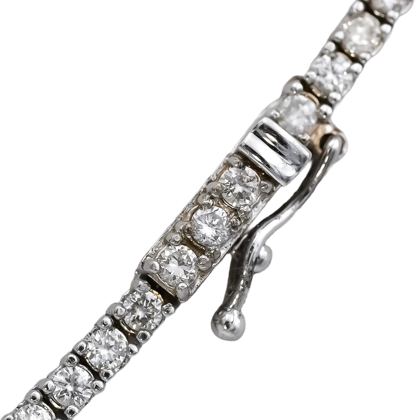 14k White Gold Round Diamond Tennis Necklace 3.84CT