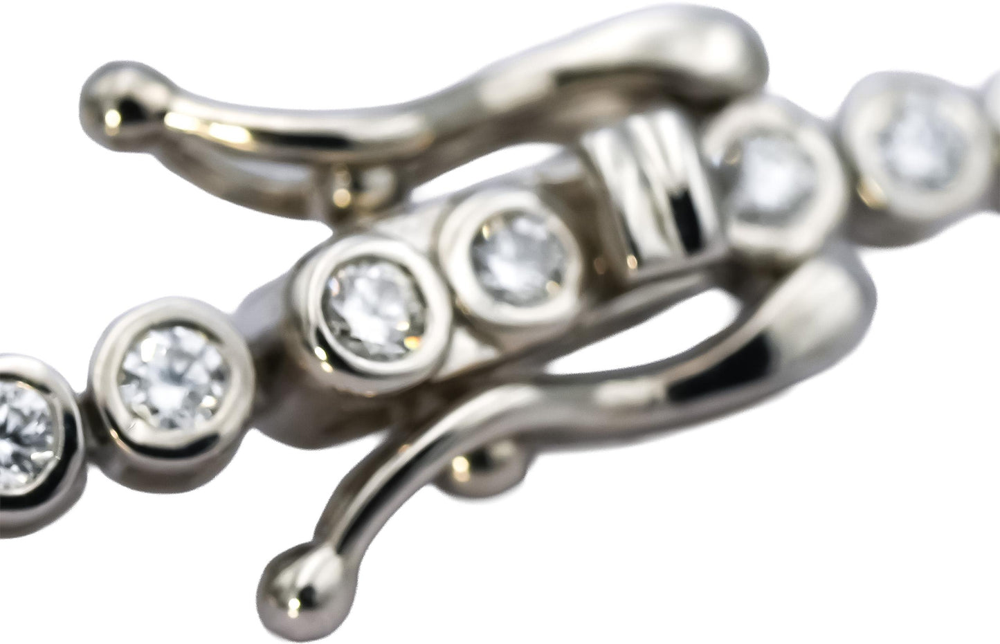 14k White Gold Round Bezel Set Diamond Tennis Bracelet 1.70CT