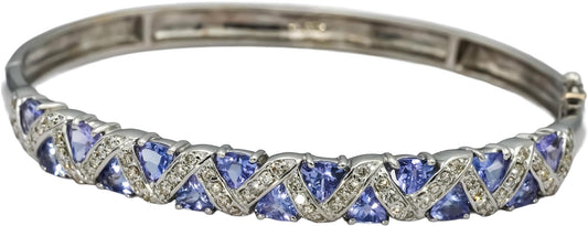 BH EFFY 14k White Gold Tanzanite and Diamond Bangle Bracelet 7.75CTW