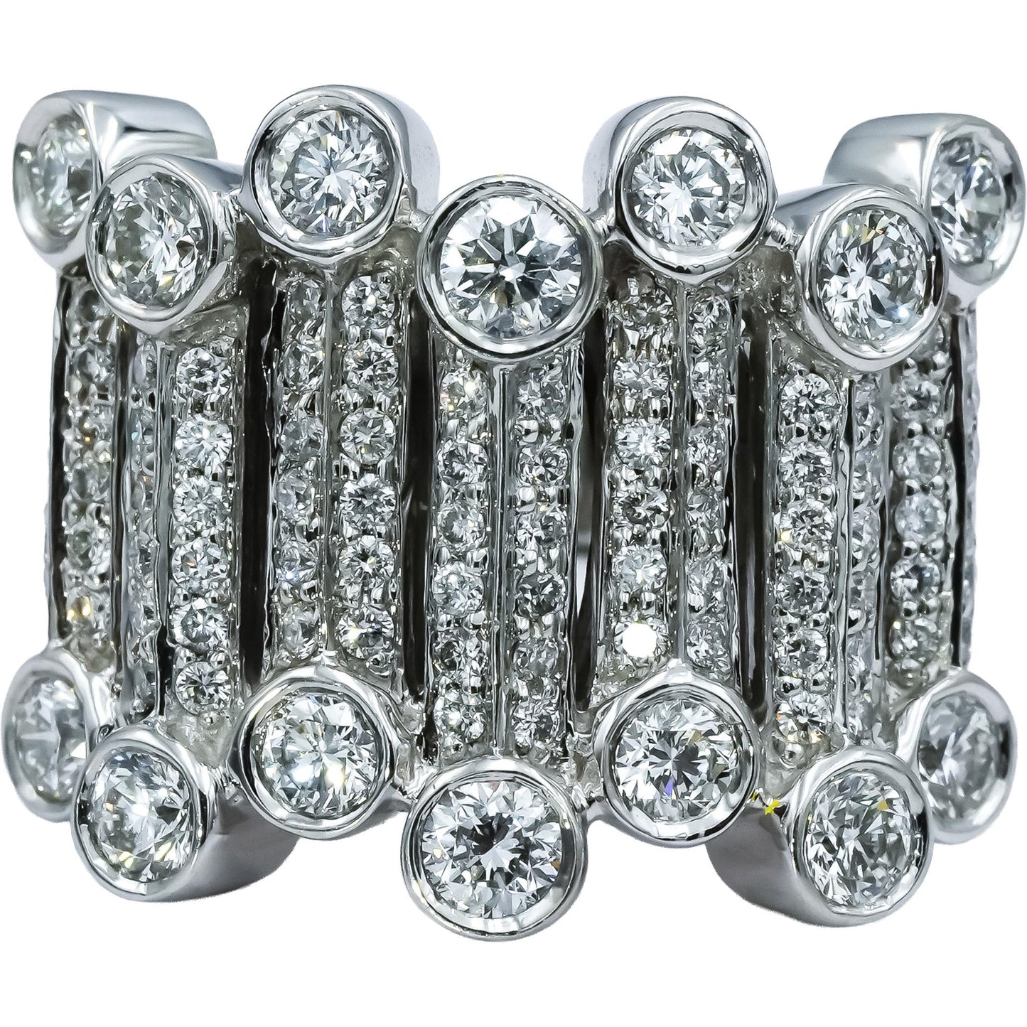 SONIA B 14k White Gold VS Round Diamond Cocktail Ring 2.0CT Size 5.25