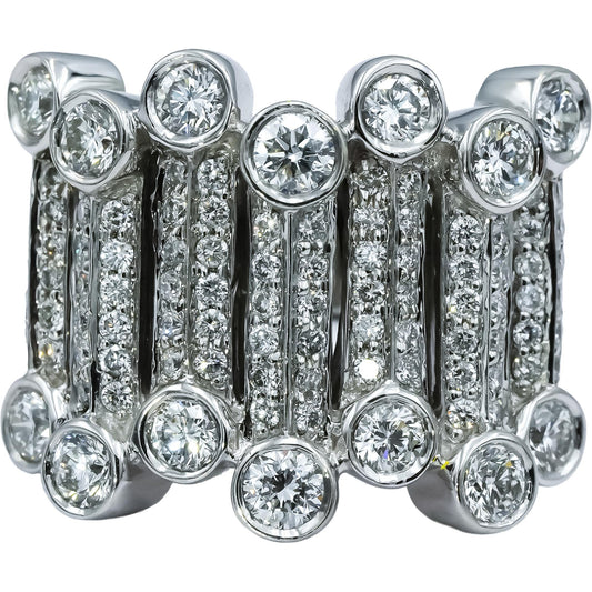 SONIA B 14k White Gold VS Round Diamond Cocktail Ring 2.0CT Size 5.25