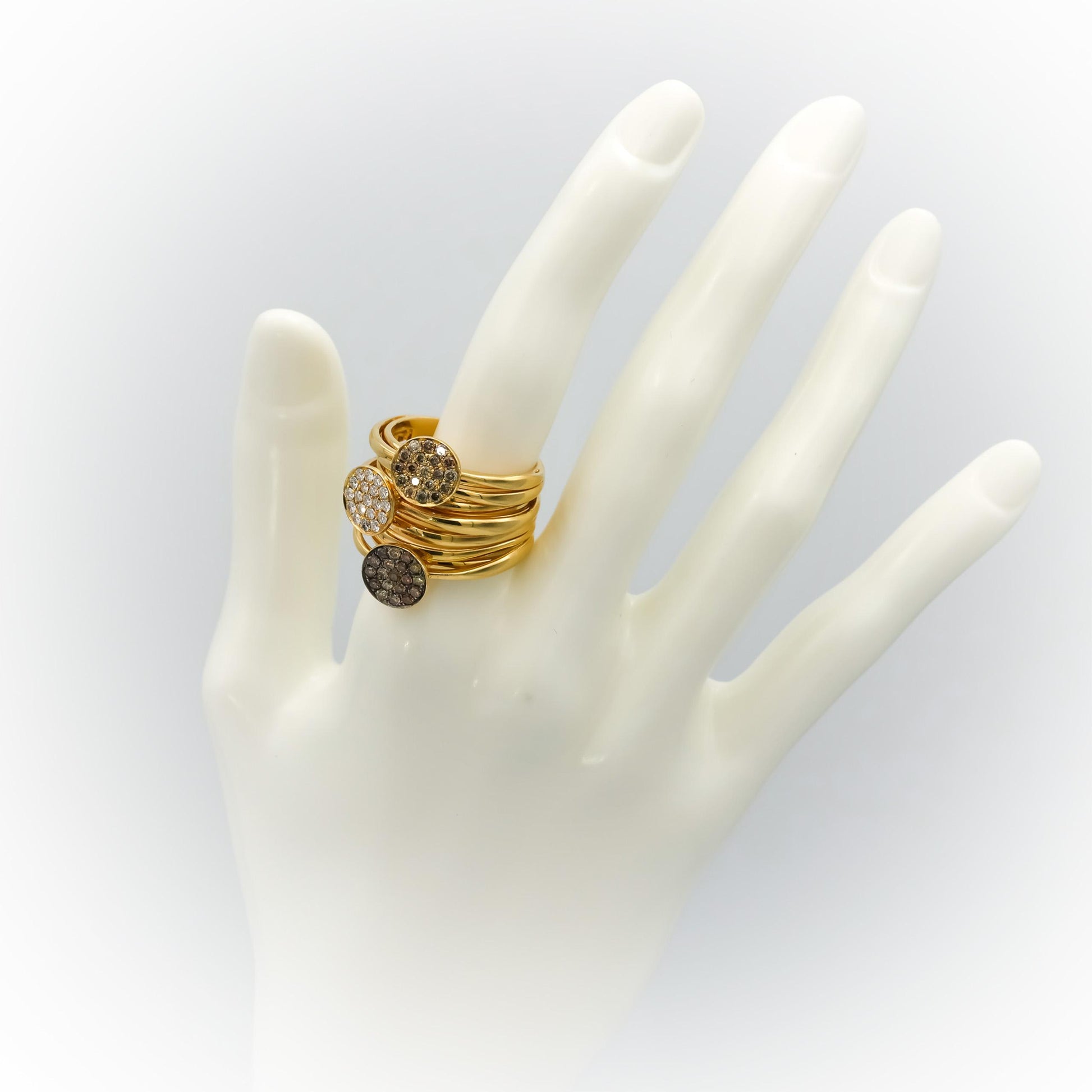 18k Yellow Gold VS Round Diamond Cluster Multi-Band Ring 1.0CT Size 10.5