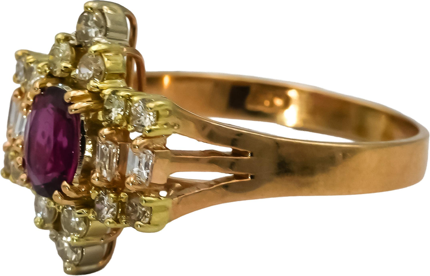 14k Yellow Gold Diamond and Ruby Cocktail Ring 1.25CTW Size 7.5