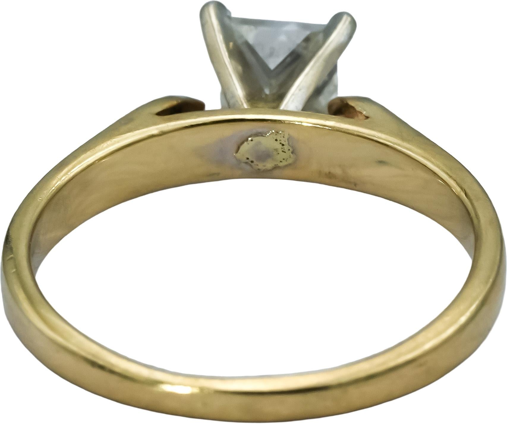 14k Yellow Gold Princess Cut Diamond Solitaire Ring 0.95CT Size 6.5