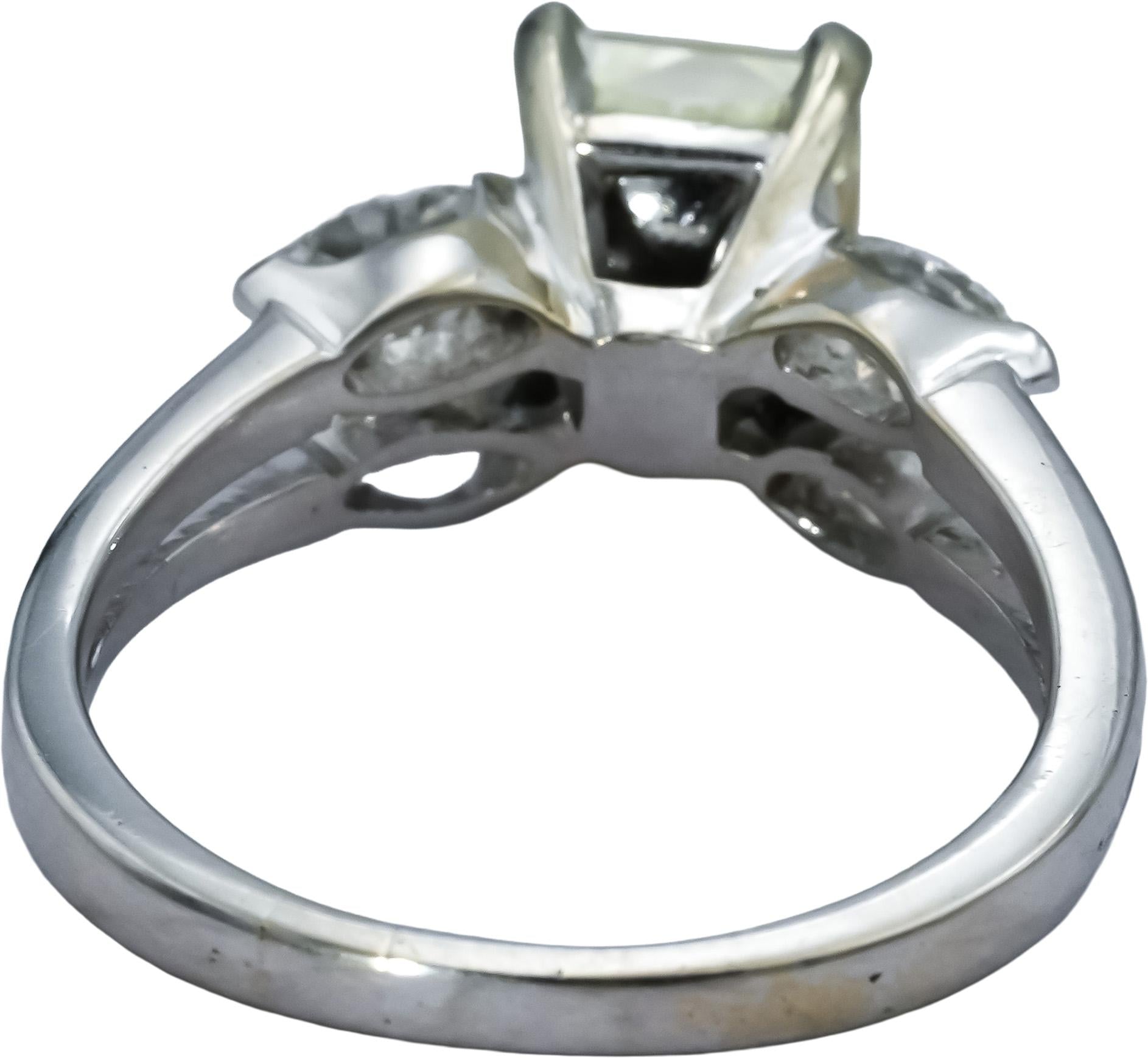 GIA 14k White Gold Radiant Cut Diamond Engagement Ring 3.61CT Size 8.75
