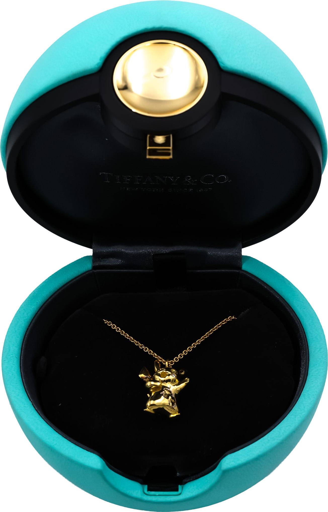 TIFFANY & CO. 18k Gold Arsham Studios Pokémon Pikachu Pendant Necklace w/ Box