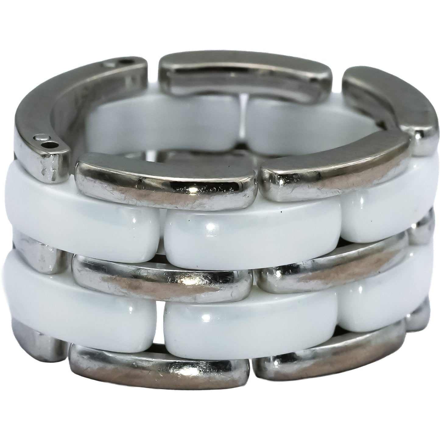 CHANEL 18k White Gold and Ceramic Ultra Ring Size 5.5 w/ Original Receipt