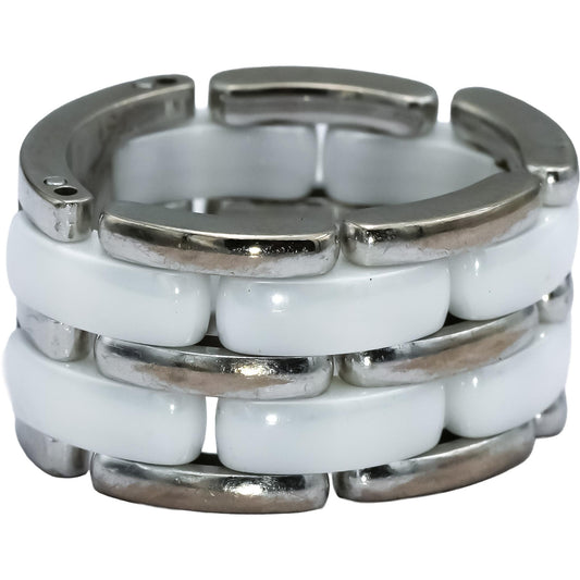 CHANEL 18k White Gold and Ceramic Ultra Ring Size 5.5 w/ Original Receipt