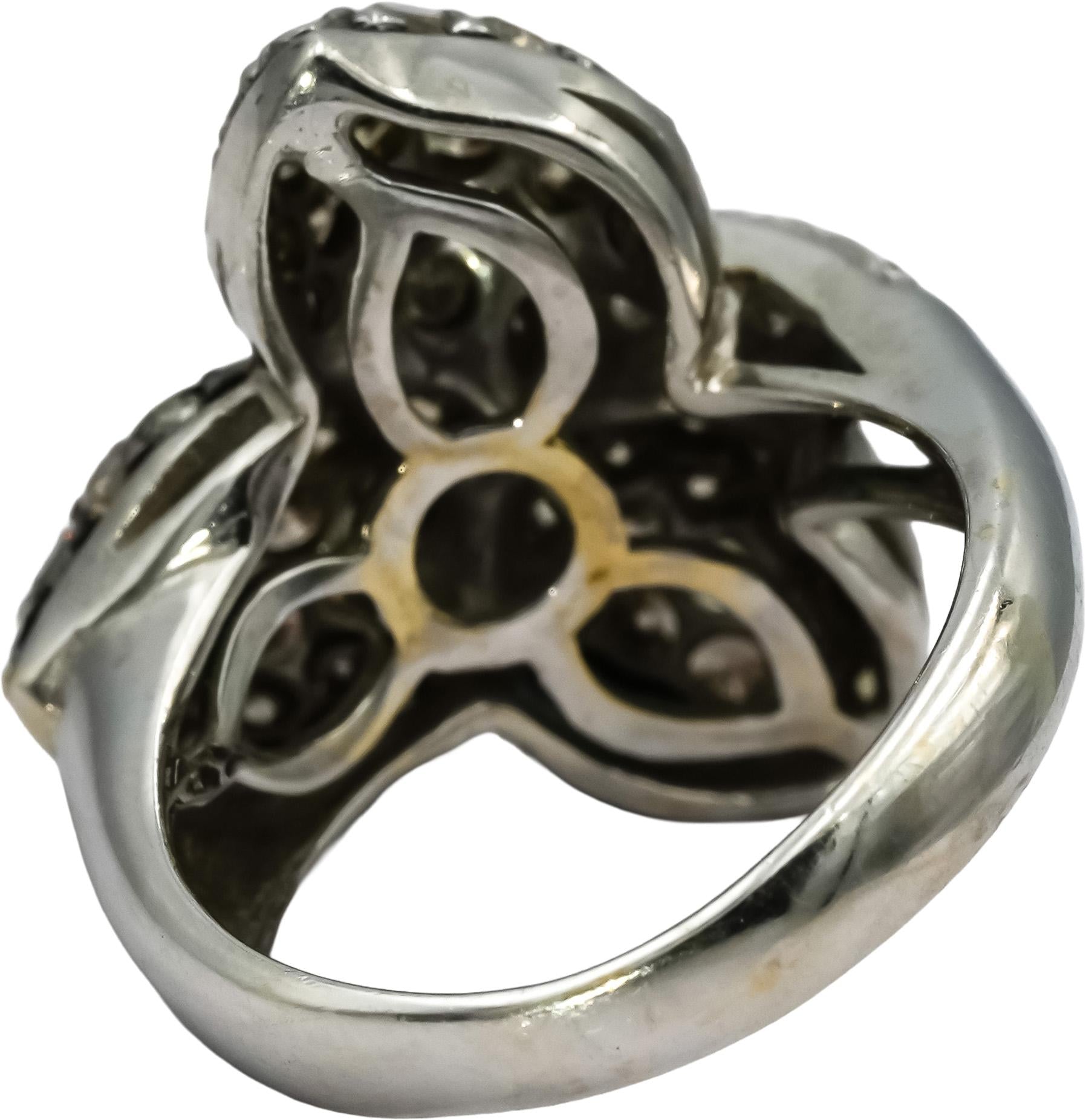 18k White Gold Round Diamond Cluster Floral Cocktail Ring 2.0CT Size 7