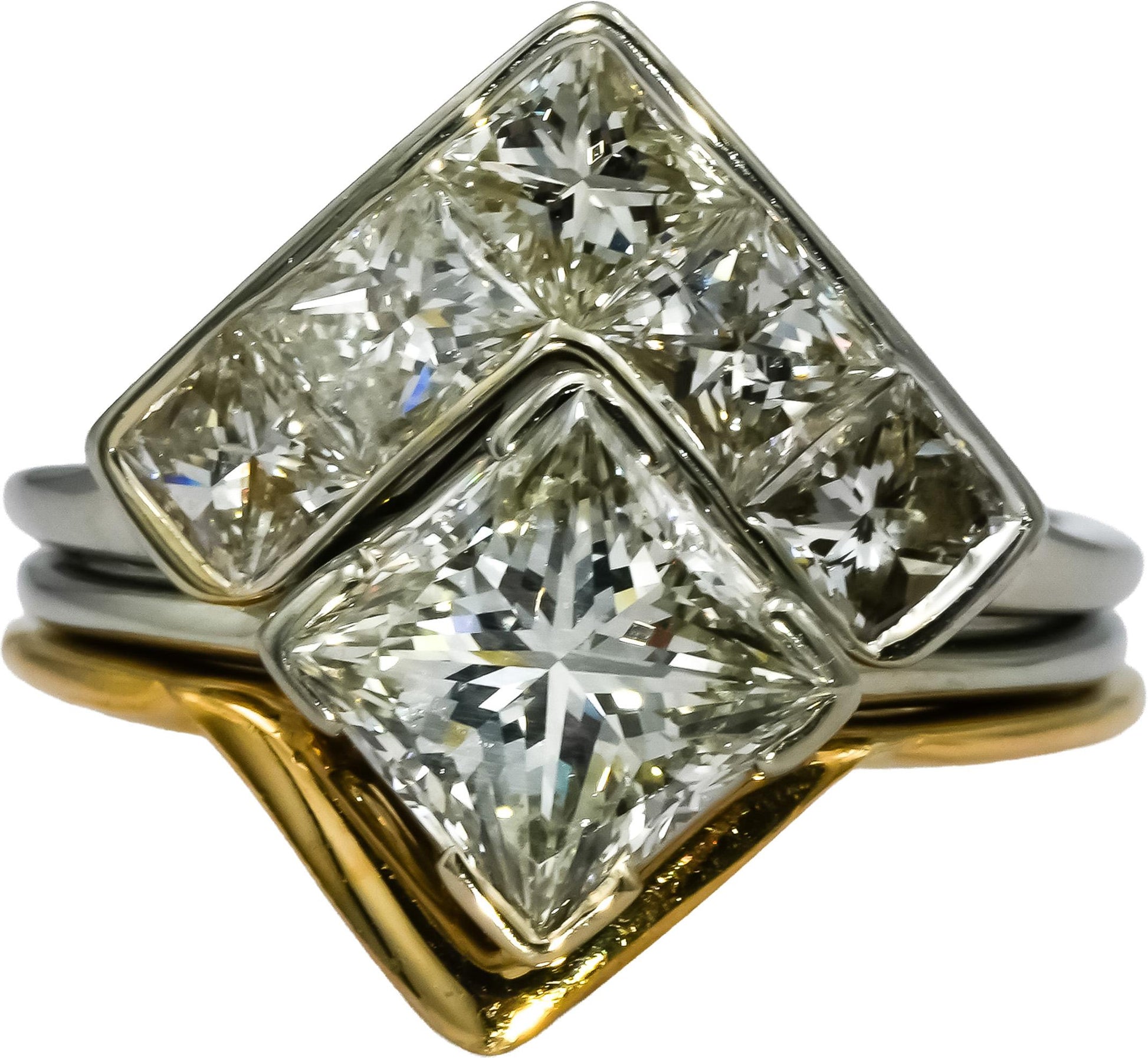 18k & 20k White Yellow Gold VS Diamond Bridal Band Engagement Ring Set 5.50CT