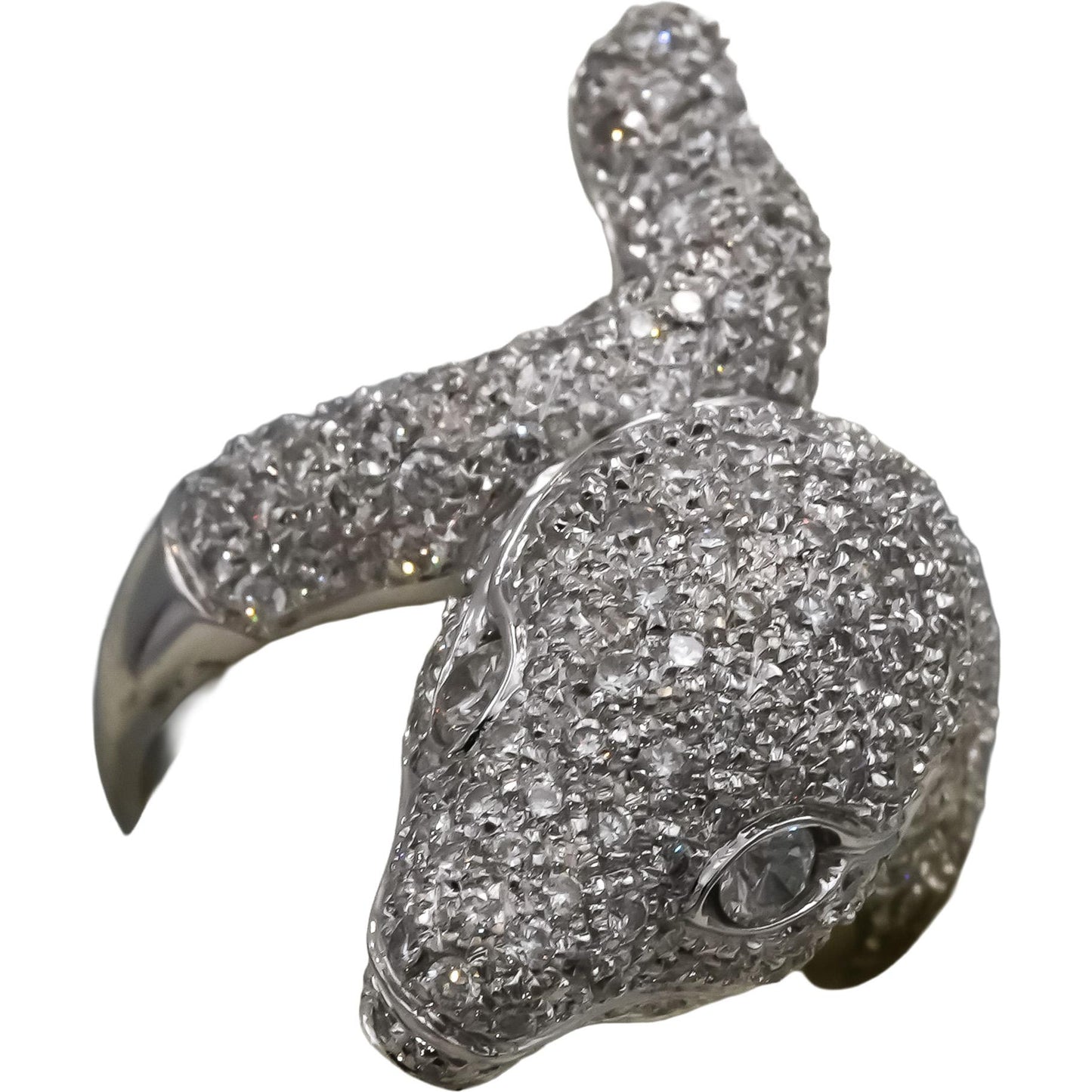 18k White Gold VS Round Diamond Cluster Snake Ring 3.50CT Size 7