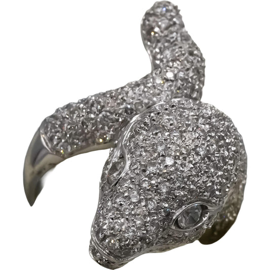 18k White Gold VS Round Diamond Cluster Snake Ring 3.50CT Size 7
