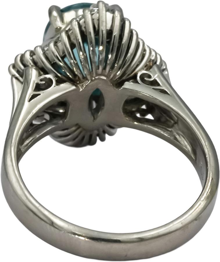 Platinum VS Diamond and Blue Zircon Cocktail Ring 4.76CT Size 6.25